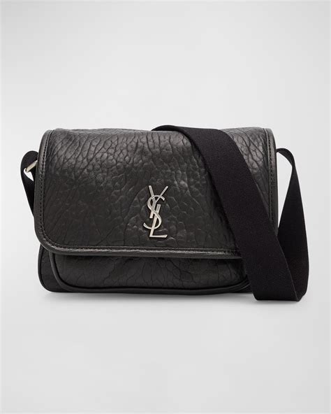 Saint Laurent Men's Niki Small Messenger Bag in Grained Lambskin.